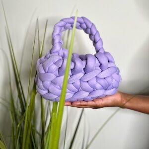 Chunky Knit Purple Handbag